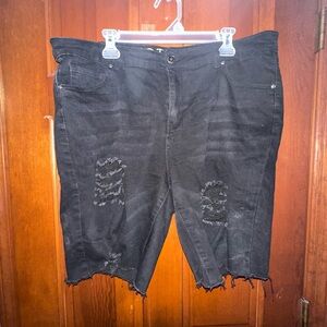 Hot Kiss Black Ripped Jean Shorts
